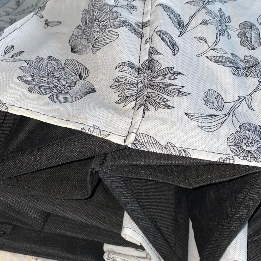 Floral Toile Hanging Closet Organizer 6 Shelf Black White Fabric Storage Shelves